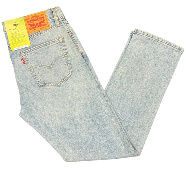 511 Slim Fit Men’s Jeans Medium Wash Stretch Raw Hem Denim