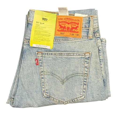511 Slim Fit Men’s Jeans Medium Wash Stretch Raw Hem Denim