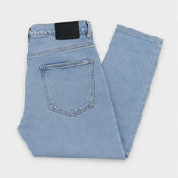 Slim Straight Jeans Button Fly Blue Denim