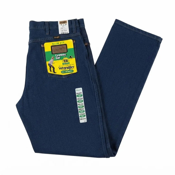 Cowboy Cut Slim Fit Dark Wash Blue Denim Jean