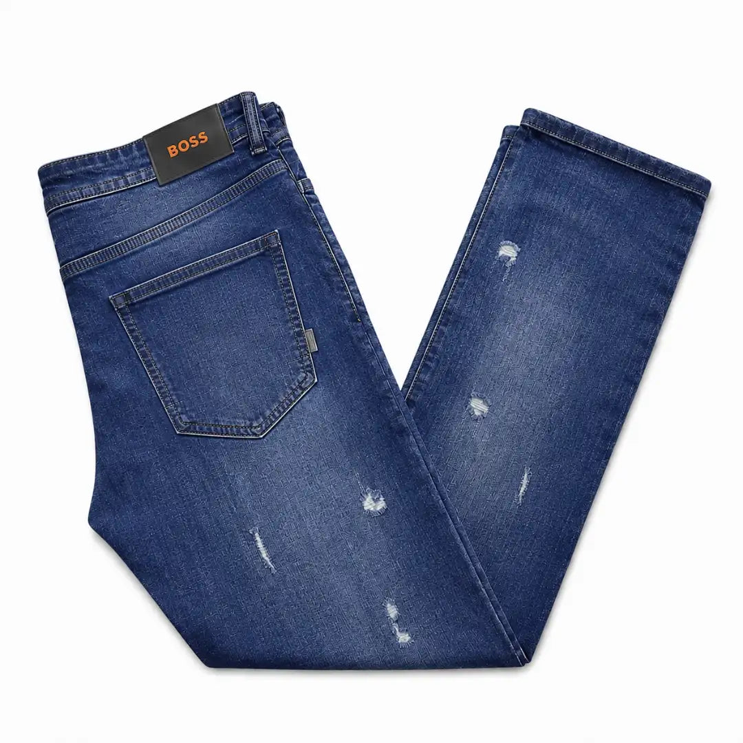Distressed Stretch Jeans Blue