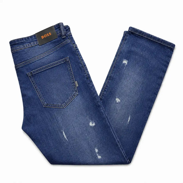 Distressed Stretch Jeans Blue