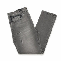 Grey Slim Fit Jeans Distressed Designer