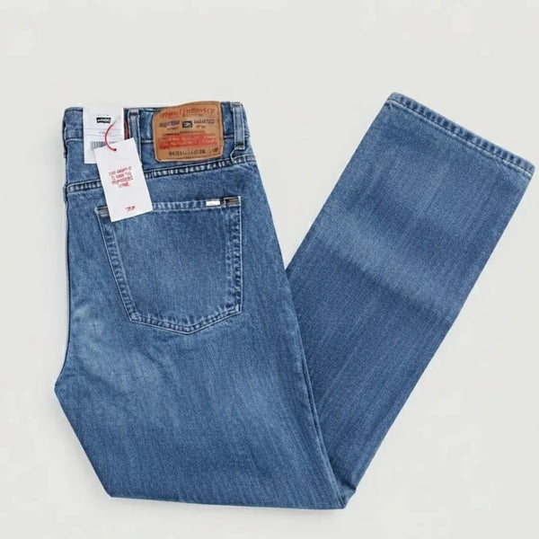 Pants jeans slim fit straight mid waist ripped kneees blue