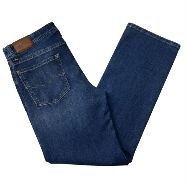 Cash Blue Stretch Denim Regular Fit Straight Button Fly