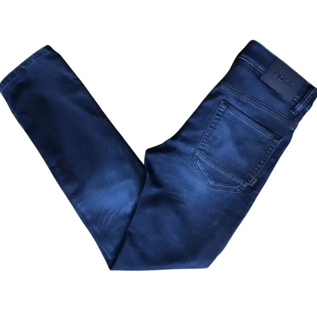 Tapered Fit Jeans Dark Blue Super Stretch Denim
