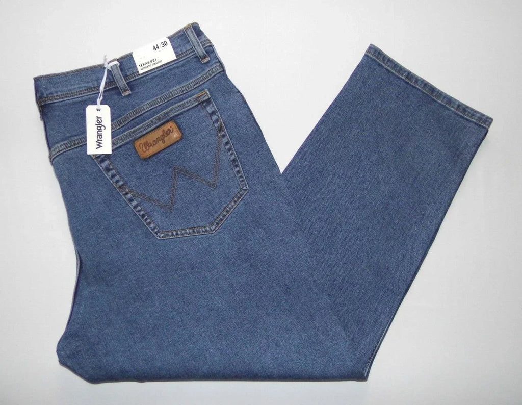 WRANGLER NEW Texas Stretch Jeans Stonewashed Blue Denim