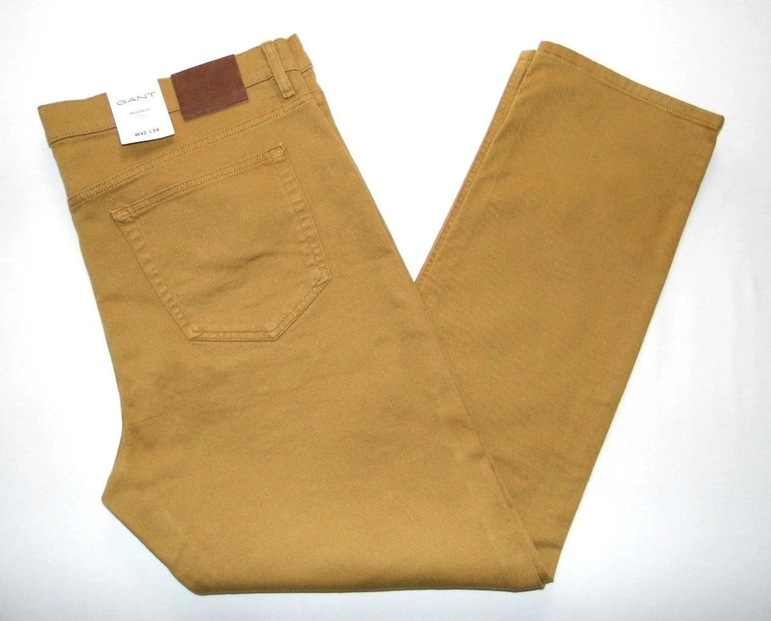 GANT NEW Regular Straight Fit Twill Jeans Beige Brown
