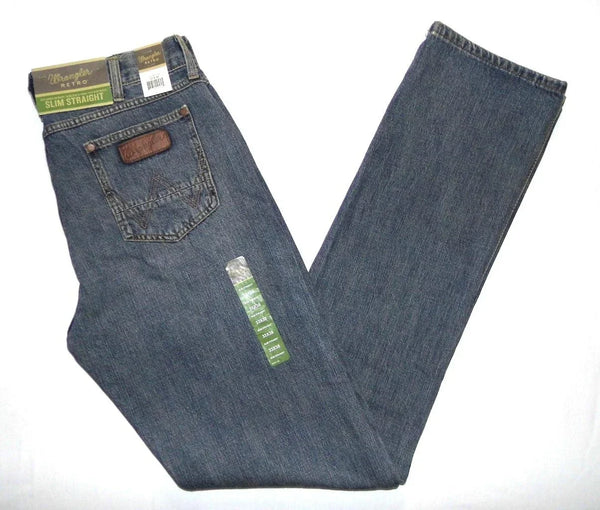 NEW Retro Slim Straight Fit Jeans Blue Denim
