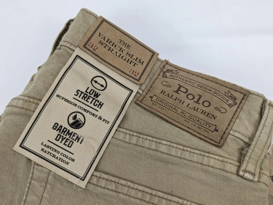 Polo Ralph Varick Slim Straight Tan Jean Pants