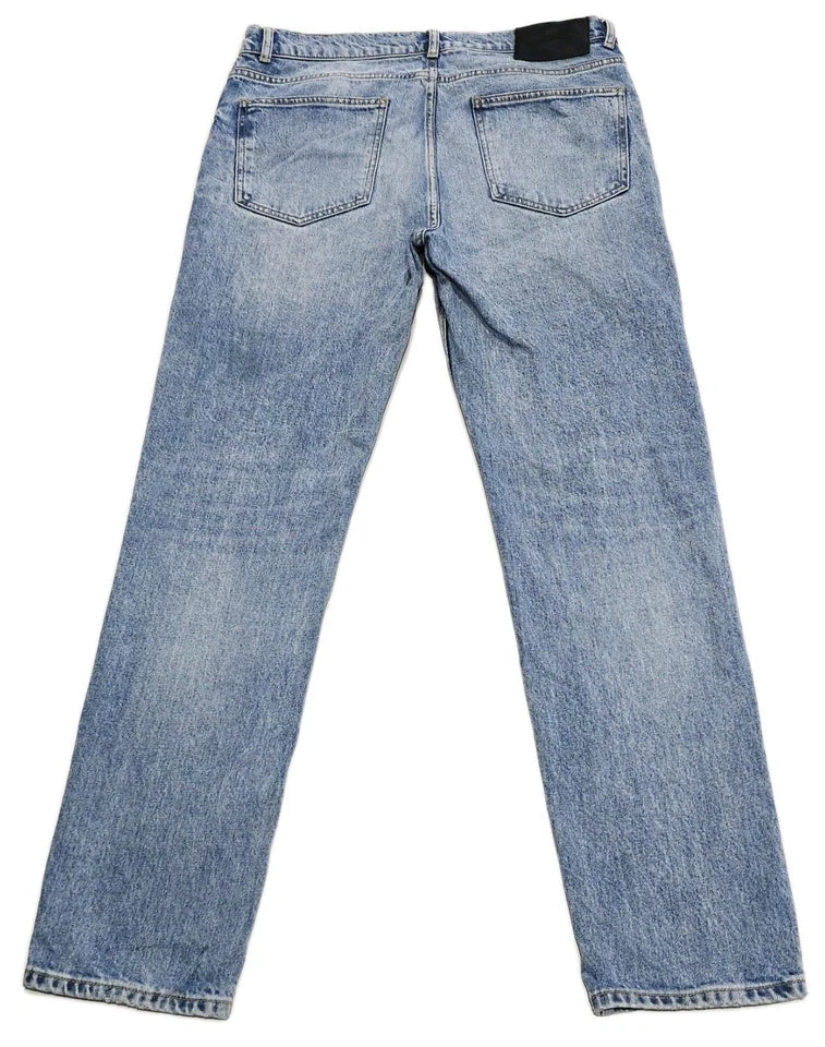Zara Slim Straight Jeans Button Fly Blue Denim