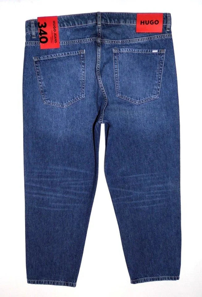 Hugo Boss NEW 340 Loose Tapered Fit Cropped Jeans Blue