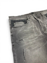Grey Slim Fit Jeans Distressed Designer