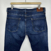 Cash Blue Stretch Denim Regular Fit Straight Button Fly
