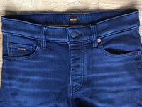 Tapered Fit Jeans Dark Blue Super Stretch Denim