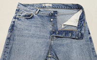 Slim Straight Jeans Button Fly Blue Denim