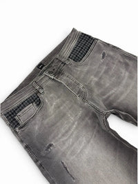Grey Slim Fit Jeans Distressed Designer