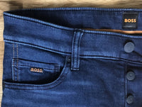 Tapered Fit Jeans Dark Blue Super Stretch Denim
